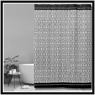 Stylish Black & White Geometric Pattern Shower Curtain