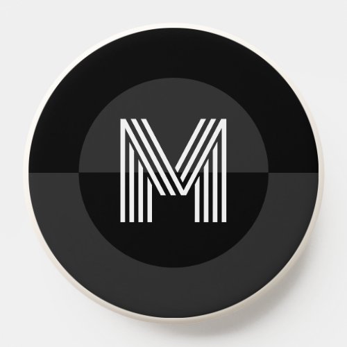 Stylish Black White Gray Geometric Modern Monogram PopSocket