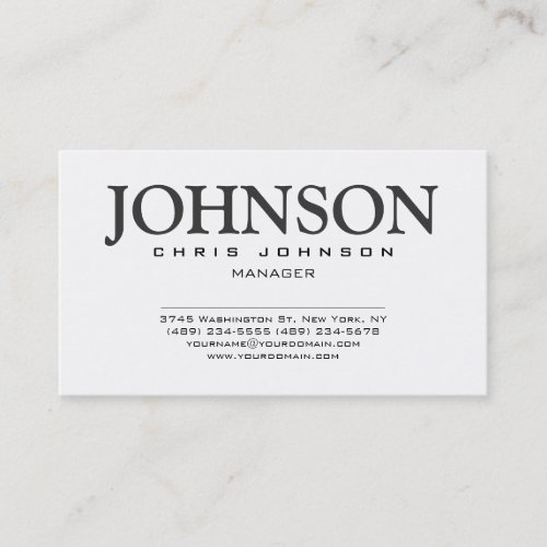 Stylish Black  White Gray Manager Business Card