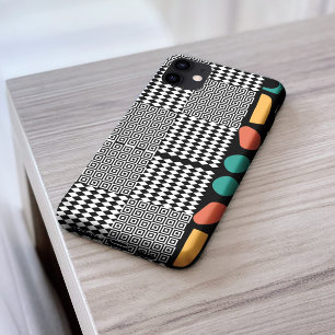 Stylish Black & White Greek Key Colorful Abstract iPhone 16 Pro Max Case