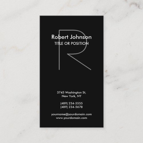 Stylish Black White Grey Monogram Business Card