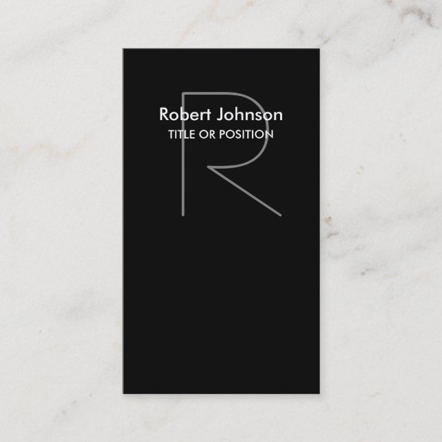 Stylish Black White Grey Monogram Business Card (Front)