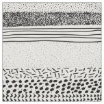 Stylish black white hand drawn polka dots stripes fabric