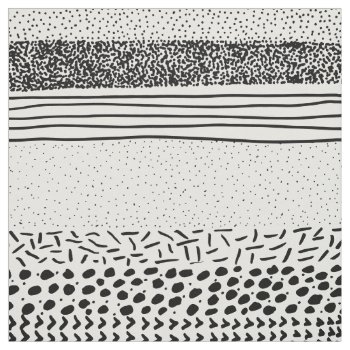 Stylish Black White Hand Drawn Polka Dots Stripes Fabric by pink_water at Zazzle