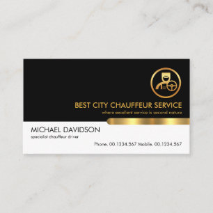 Stylish Black White Layer Gold Tab Chauffeur Business Card