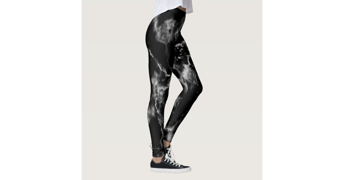 Stylish Black & White Marble Patterns Cute Girly Leggings