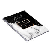 Stylish Black White Marble Texture Designer Notes Notebook (Right Side)