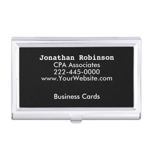 Stylish Black White Metal Business Card Holder