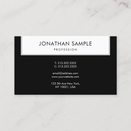 Stylish Black White Minimalist Simple BW Modern Business Card