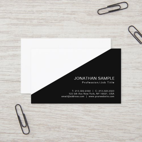 Stylish Black White Modern Design Plain Business Card