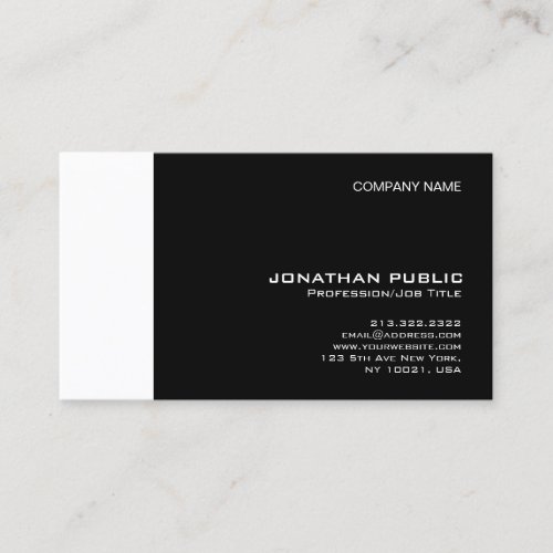 Stylish Black White Modern Professional Clean Business Card
