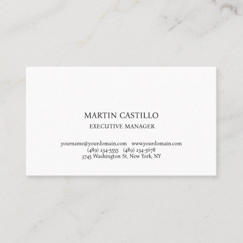 Stylish Black White Modern Professional Serif Font Business Card