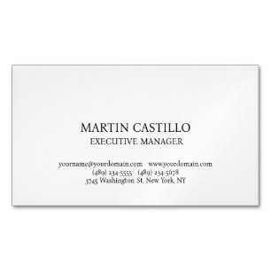 Stylish Black White Modern Professional Serif Font Business Card Magnet