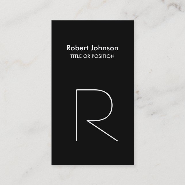Stylish Black White Monogram Business Card (Front)