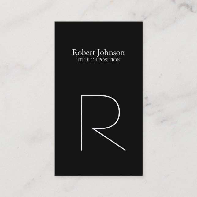 Stylish Black White Monogram Business Card (Front)