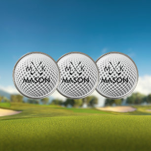 Stylish Black White Monogram Personalized Golf Ball Marker