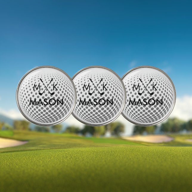 Stylish Black White Monogram Personalized Golf Ball Marker (Creator Uploaded)