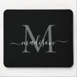 Stylish Black White Monogram Script Simple Modern Mouse Pad<br><div class="desc">Stylish Black White Monogram Script Simple Modern Mouse Pad</div>