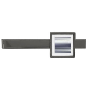 Stylish Black & White Monogram Stripes Gunmetal Finish Tie Bar