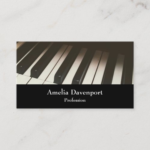 Stylish Black  White Piano Keys Photograph Business Card