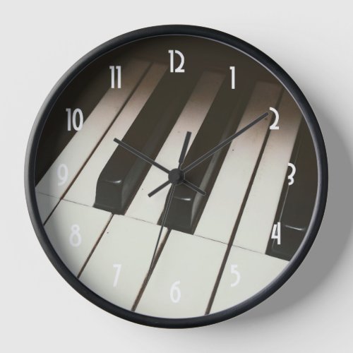 Stylish Black  White Piano Keys Photograph Clock