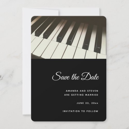 Stylish Black  White Piano Keys Photograph Save The Date