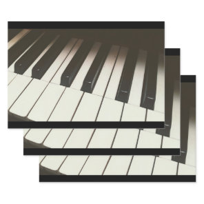Stylish Black & White Piano Keys Photograph Wrapping Paper Sheets