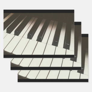 Stylish Black & White Piano Keys Photograph Wrapping Paper Sheets