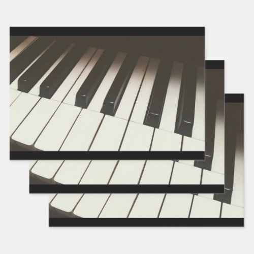 Stylish Black  White Piano Keys Photograph Wrapping Paper Sheets
