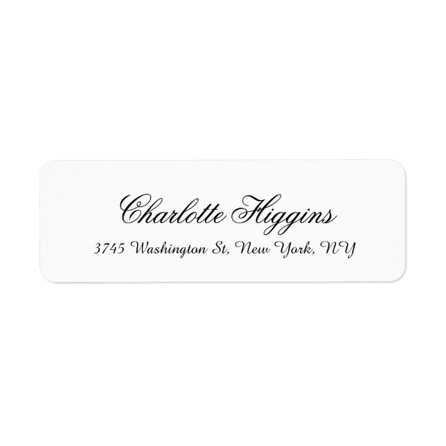 Stylish Black White Plain Elegant Unique Script Label (Front)