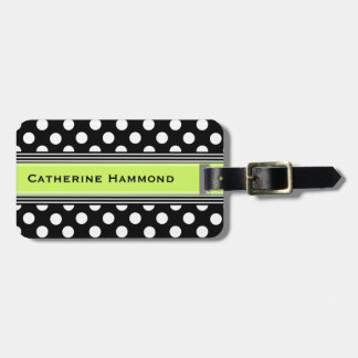 Stylish Black & White Polka Dot Luggage Tag