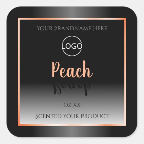 Stylish Black White Product Label Peach Frame Logo