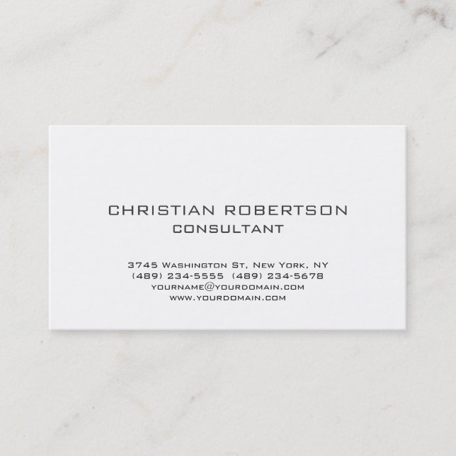 Stylish Black White Professional Business Card (Front)