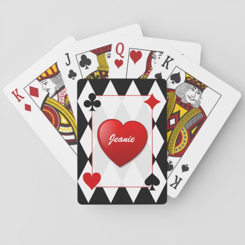 Stylish Black White  Red Card Suits Card Deck