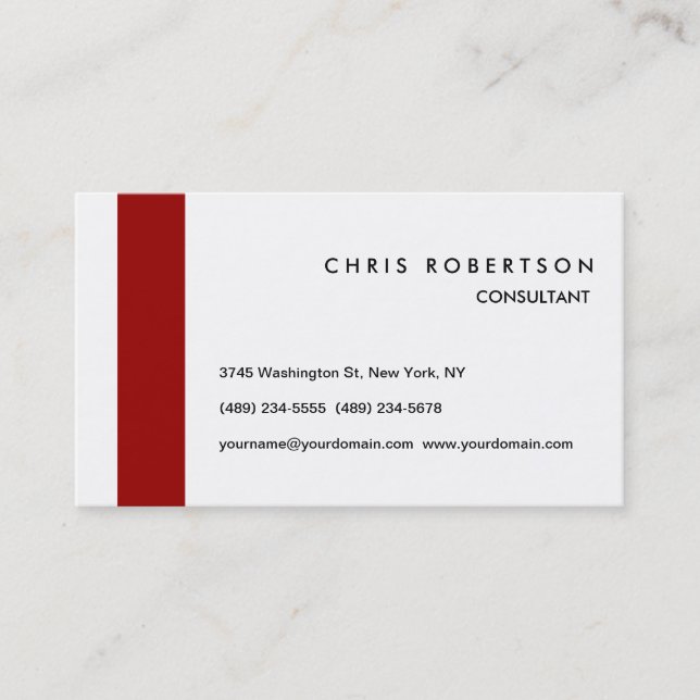 Stylish Black White Red Stripe Chic Business Card (Front)