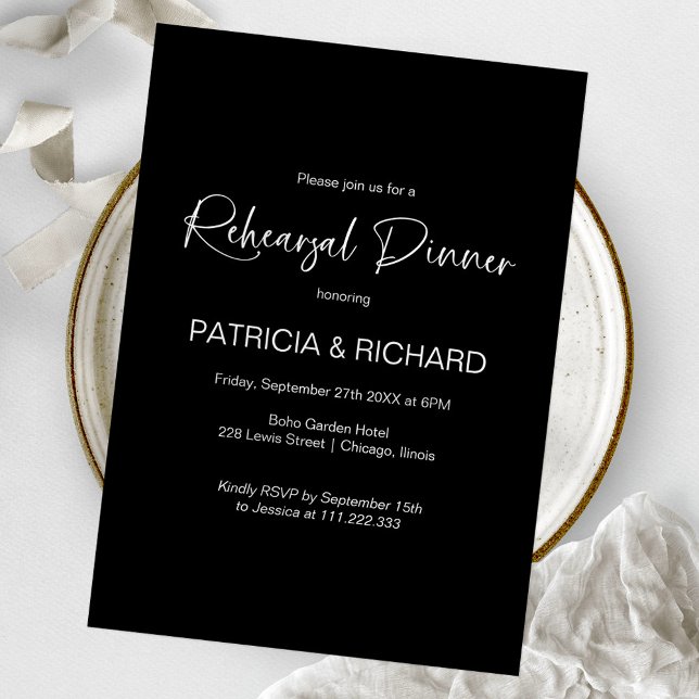 Stylish Black & White Rehearsal Dinner Invitation (Creator Uploaded)