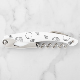 Stylish Black White Seashells Pattern Waiter's Corkscrew