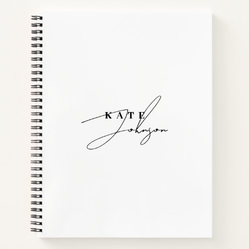 Stylish Black White Signature Script Monogram Notebook