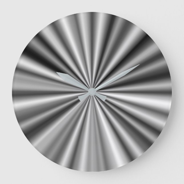 Stylish Black White Silver Pattern Large Clock (Front)