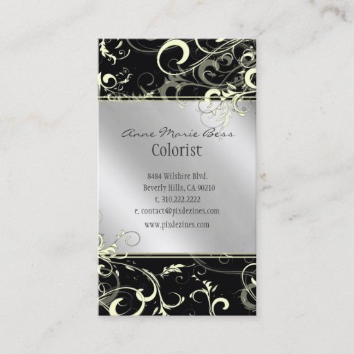 Customizable Stylish black white silver + tone business cards