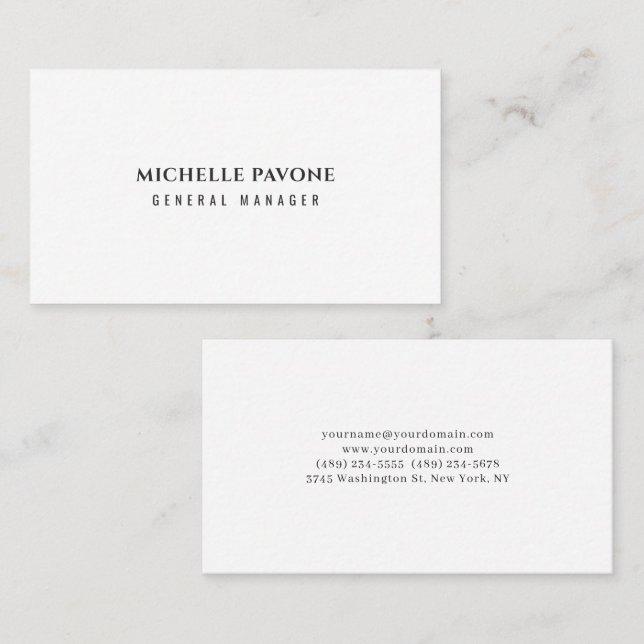 Stylish Black & White Simple Plain Professional Business Card (Front/Back)