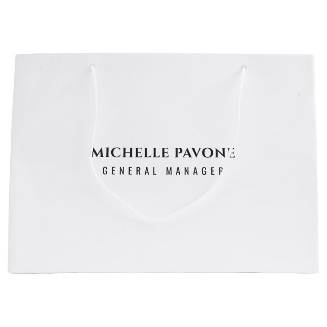 Stylish Black & White Simple Plain Professional Large Gift Bag (Front)