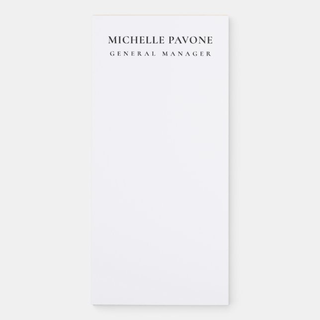 Stylish Black & White Simple Plain Professional Magnetic Notepad (Front)