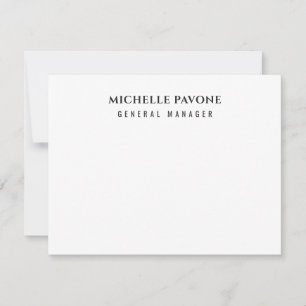Stylish Black & White Simple Plain Professional Note Card