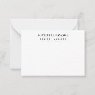 Stylish Black & White Simple Plain Professional Note Card