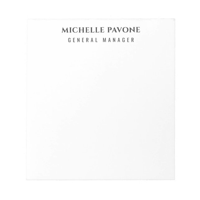 Stylish Black & White Simple Plain Professional Notepad (Front)