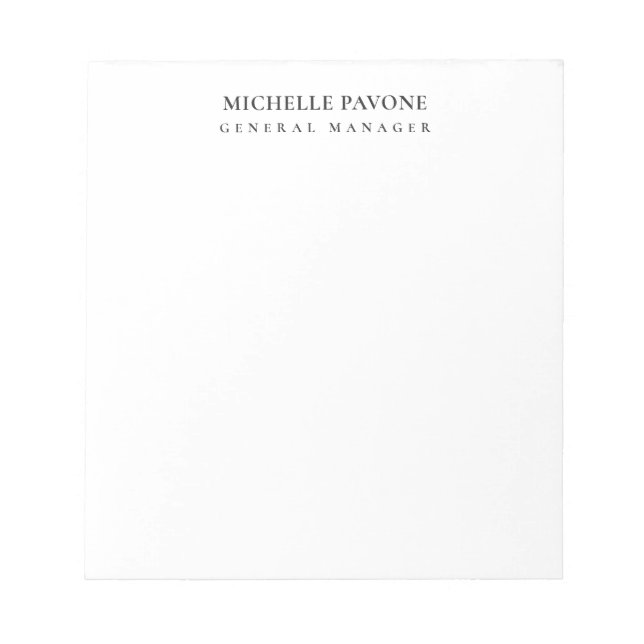 Stylish Black & White Simple Plain Professional Notepad (Front)