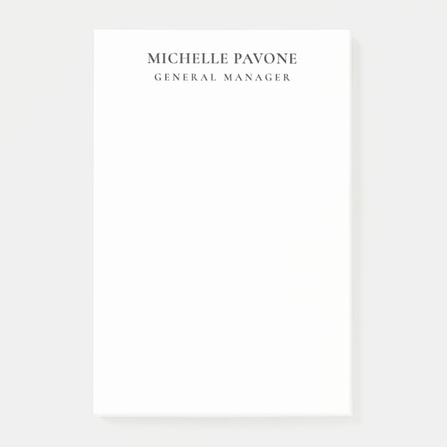 Stylish Black & White Simple Plain Professional Post-it Notes (Front)