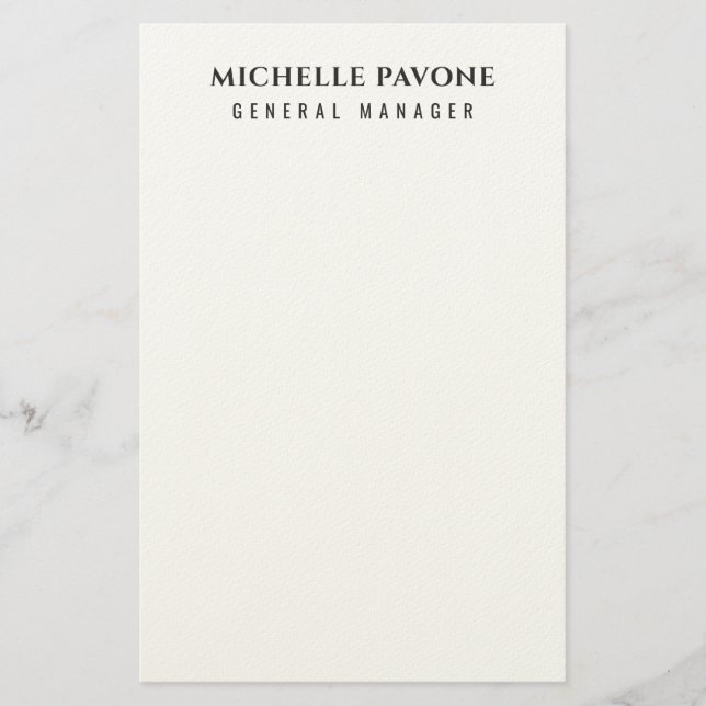 Stylish Black & White Simple Plain Professional Stationery (Front)