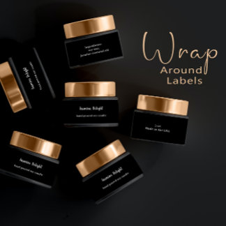 Stylish Black White Skincare Product Business Wrap Around Label